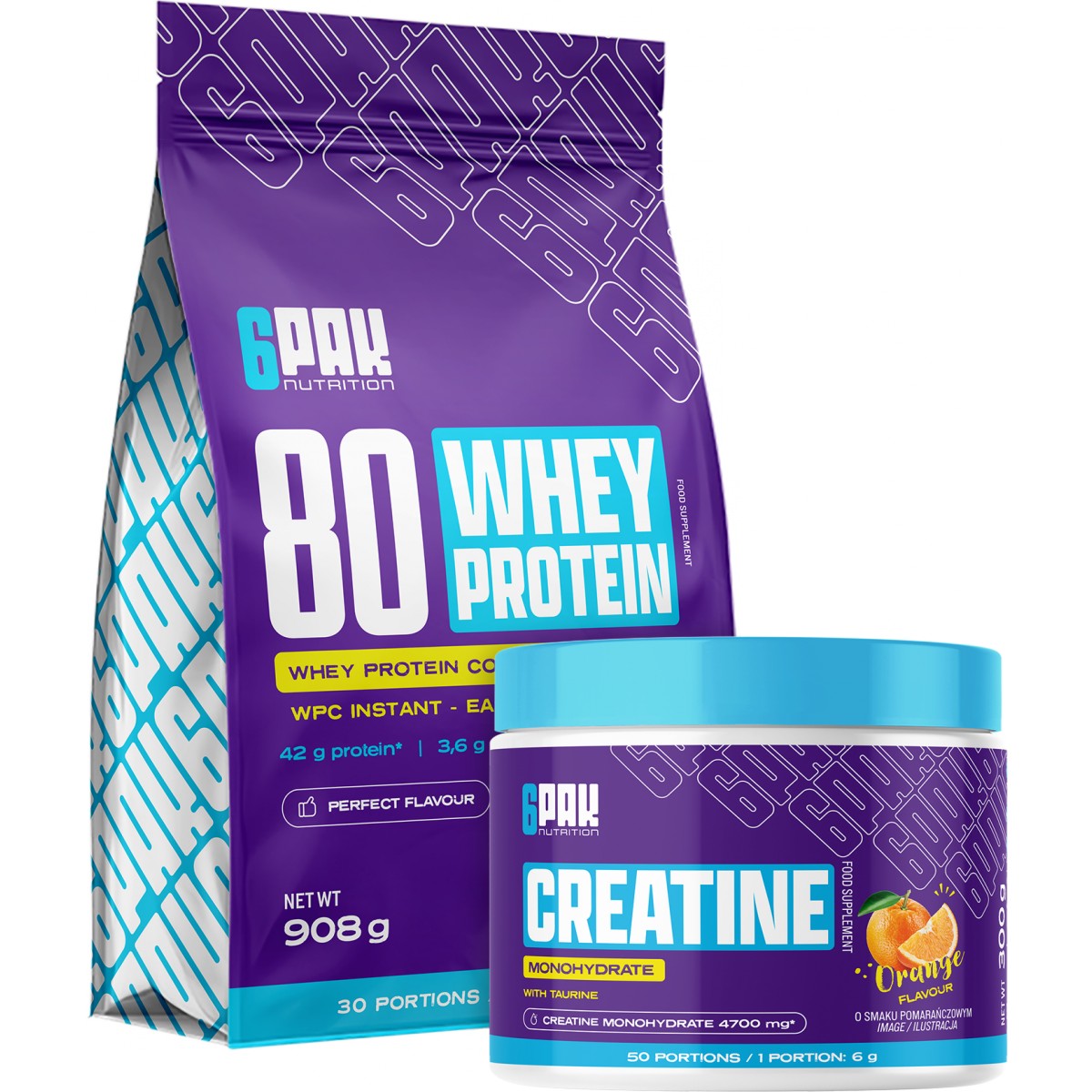 Whey Protein 80 (908 g) + Creatine Monohydrate + taur�n (300 g) - 6Pak Nutrition