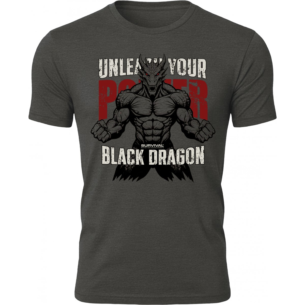 Tri�ko Black Dragon (tmavo �ed�) - Survival